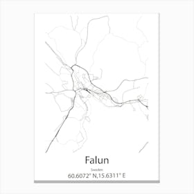 Falun,Sweden Minimalist Map Canvas Print