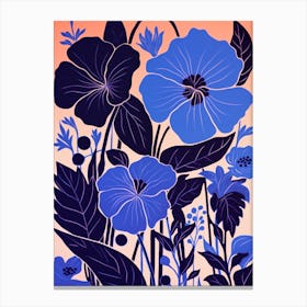 Blue Flower Illustration Hibiscus 1 Canvas Print