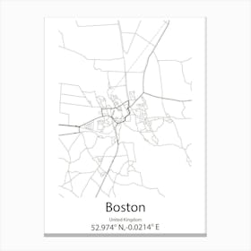 Boston,United Kingdom Minimalist Map Canvas Print