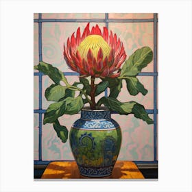 Flowers In A Vase Still Life Painting Protea 4 Canvas Print