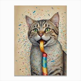 Cat With Confetti Canvas Print