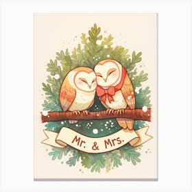 Mr And Mrs Winter Owls Canvas Print