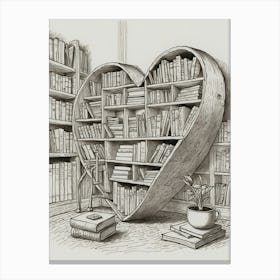 Heart Shaped Bookshelf 1 Canvas Print