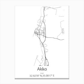 Akko,Israel Minimalist Map Canvas Print