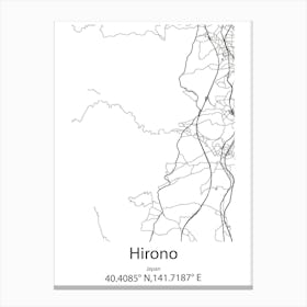 Hirono,Japan Minimalist Map Canvas Print