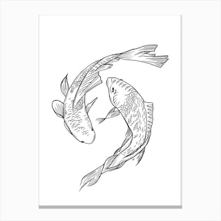 Black And White Koi Fish Canvas Print