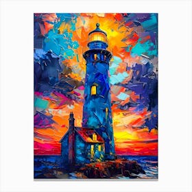 Lighthouse At Sunset 2 Canvas Print