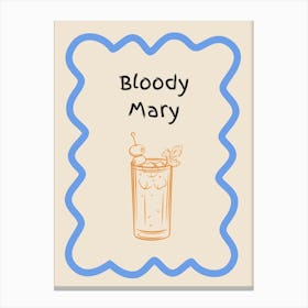 Bloody Mary Doodle Poster Blue & Orange Canvas Print