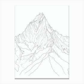 Annapurna Nepal Line Drawing 8 Canvas Print
