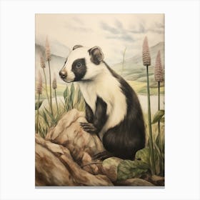Storybook Animal Watercolour Skunk 1 Canvas Print