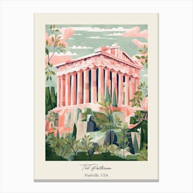 The Parthenon   Nashville, Usa   Cute Botanical Illustration Travel 2 Poster Canvas Print
