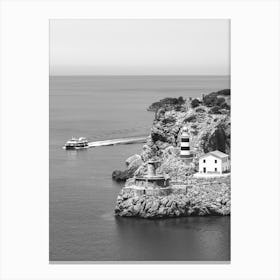 Lighthouse On A Cliff Port Soller Mallorca Canvas Print