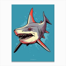 A Great Hammerhead Shark In A Vintage Cartoon Style 1 Canvas Print