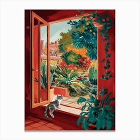 Open Window With Cat Matisse Style Canvas Print