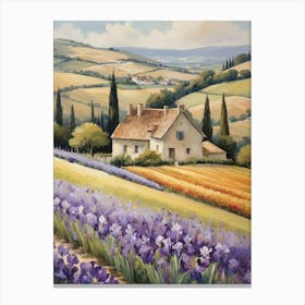 Vintage France National Flower Iris Landscape Canvas Print