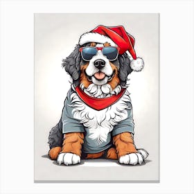 Bernedoodle Dog Christmas Hat Canvas Print