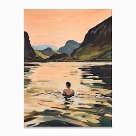 Wild Swimming At Ullswater Cumbria 1 Canvas Print