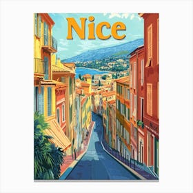 Aihrgdesign A Retro Travel Poster For Nice 7 Canvas Print