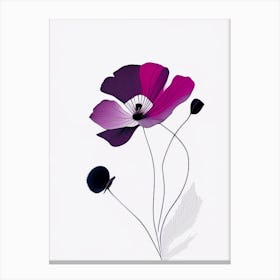 Anemone Floral Minimal Line Drawing 3 Flower Canvas Print