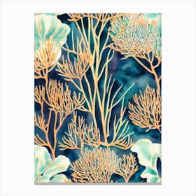 Acropora Aspera Vintage Graphic Watercolour Canvas Print