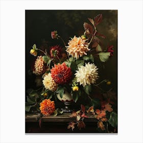 Baroque Floral Still Life Dahlia 4 Canvas Print