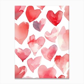 Watercolor Hearts Seamless Pattern Canvas Print