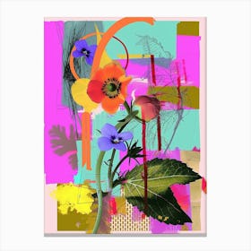 Forget Me Not 5 Neon Flower Collage Canvas Print