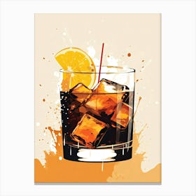 Mid Century Modern Illustration Dark  N  Stormy Floral Infusion Cocktail 4 Canvas Print