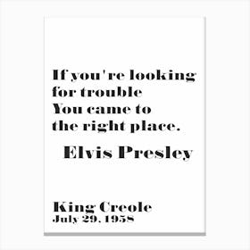 Elvis Print Trouble Lyrics Canvas Print
