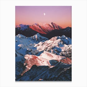 Early Moon Above The Mountains Canvas Print