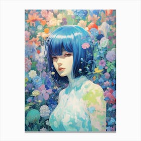 Girl in symphony of colors and scents Canvas Print