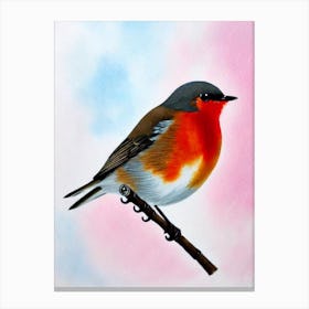 Robin Watercolour Bird Canvas Print