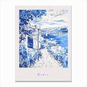 Budva Montenegro 4 Mediterranean Blue Drawing Poster Canvas Print