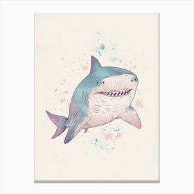 Pastel Blue & Pink Storybook Shark Canvas Print