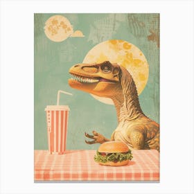 Dinosaur & A Hamburger Retro Collage 3 Canvas Print