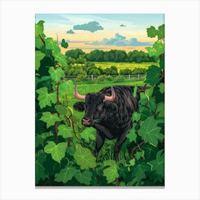 Bull In The Vineyard Canvas Print