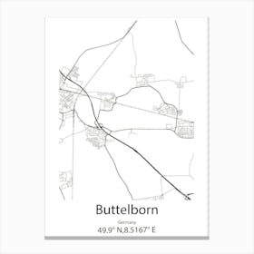 Buttelborn,Germany Minimalist Map Canvas Print