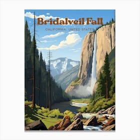 Bridalveil Fall California United States Yosemite Travel Illustration Canvas Print