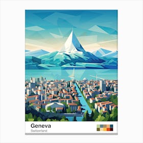 Geneva, Switzerland, Geometric Illustration 3 Poster Canvas Print