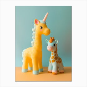 Pastel Toy Unicorn & Toy Giraffe 1 Canvas Print