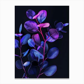 Purple Leaves On A Black Background Canvas Print