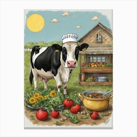 Cow In The Kitchen Canvas Print