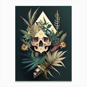 Skull With Geometric 1 Designs Botanical Canvas Print