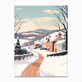 Vintage Winter Travel Illustration Cornwall United Kingdom 1 Canvas Print