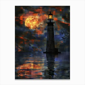 Lighthouse At Night 4 Canvas Print