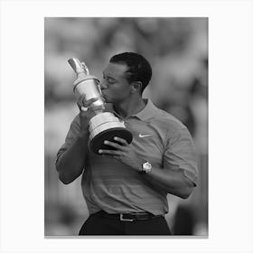 Tiger Woods Kisses The Claret Jug After Winning The 135th Open Championship At Royal Liverpool Golf Club In Hoylake, Great Britain Canvas Print