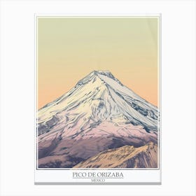 Pico De Orizaba Mexico Color Line Drawing 2 Poster Canvas Print