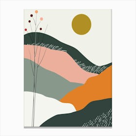 Mountain Tree Abstract Modern Boho Sun Decor Plant Nature Landscape Canvas Print