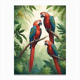 Parrots In The Jungle Canvas Print