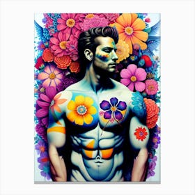 Man With Flowers On His Chest 2 Canvas Print